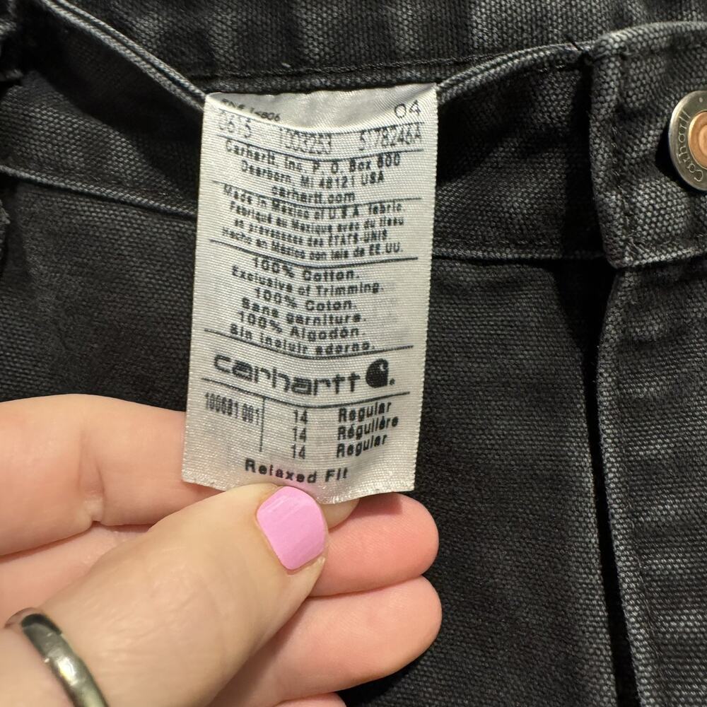 Carhartt Double Knee Canvas Work Pants Black Womens 14 - Picture 3 of 5